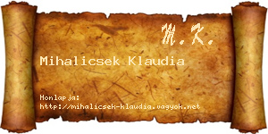 Mihalicsek Klaudia névjegykártya